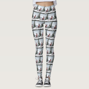 Leggings Chien de Boston Terrier pendant Noël de neige