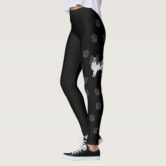 Leggings Chien De Caricature De Papillon Noir Et Blanc Avec (Gauche)