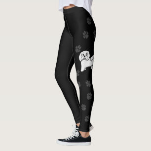 Leggings Chien de caricature mignon Havanais blanc avec Emp