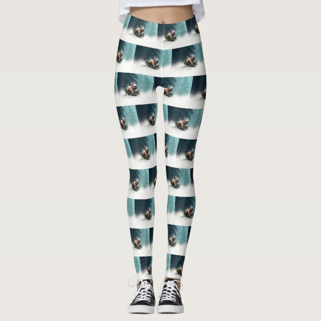 Leggings Chien de Noël neige hiver (Devant)