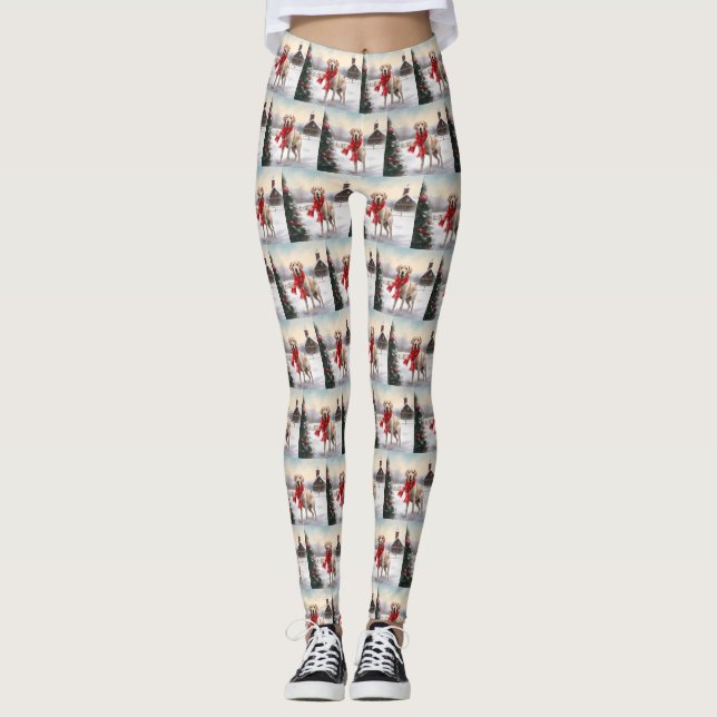 Leggings Chien du Labrador à Noël de neige (Devant)