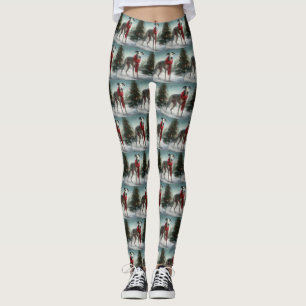 Leggings Chien gris à Noël de neige