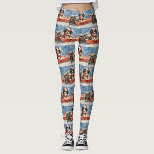 Leggings Chien Japonais Chin en Luge Laissez Tomber la Neig