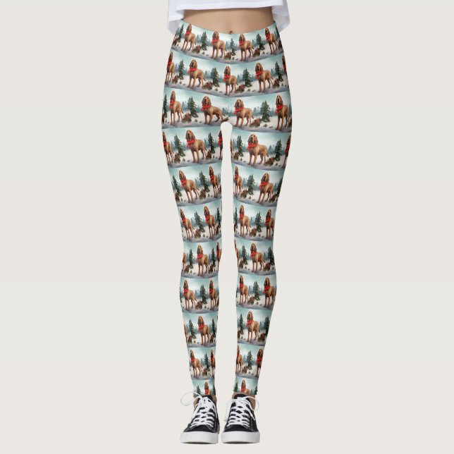 Leggings Chien sanglant à Noël de neige (Devant)