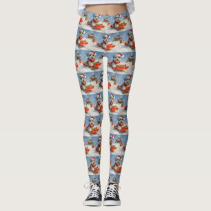 Leggings Chien Schnauzer en Luge Laissez Tomber la Neige No