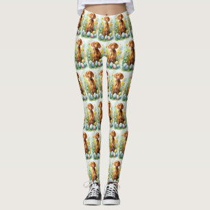 Leggings Chien Vizsla avec œufs de Pâques vacances