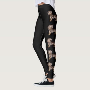 Leggings Chiens Dachshund à poil court Chocolat et Tacheté 