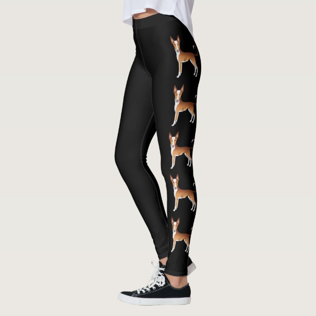 Leggings Chiens de dessin habillés en blanc et rouge Ibiza (Gauche)