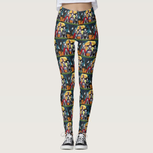 Leggings Chiens de Pitbull Citrouille Halloween drôle