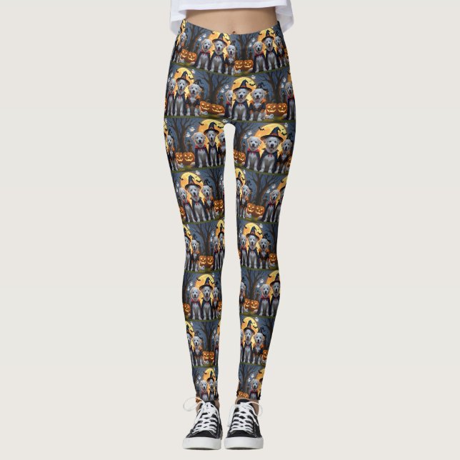 Leggings Chiens des grandes Pyrénées Citrouille Halloween d (Devant)