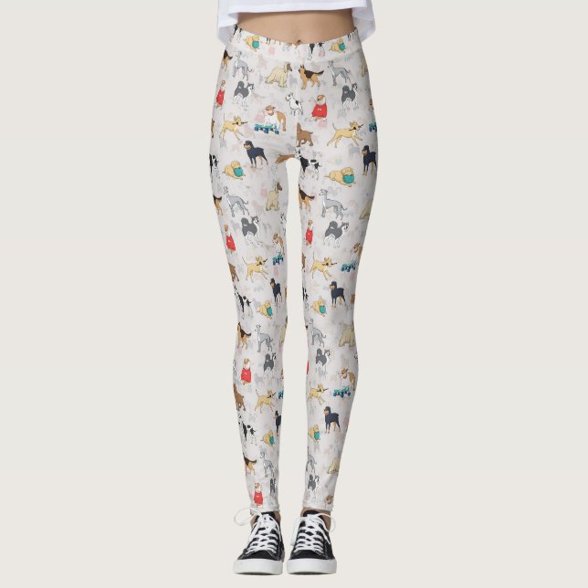 Leggings Chiens mignons Design Motif Blanc (Devant)