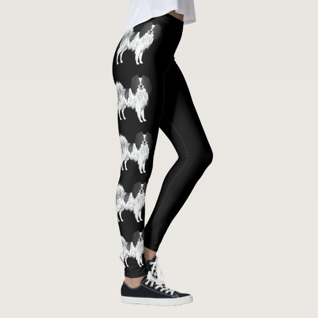 Leggings Chiens Noirs Et Blancs Phalène Pour Chiens Amoureu (Droite)