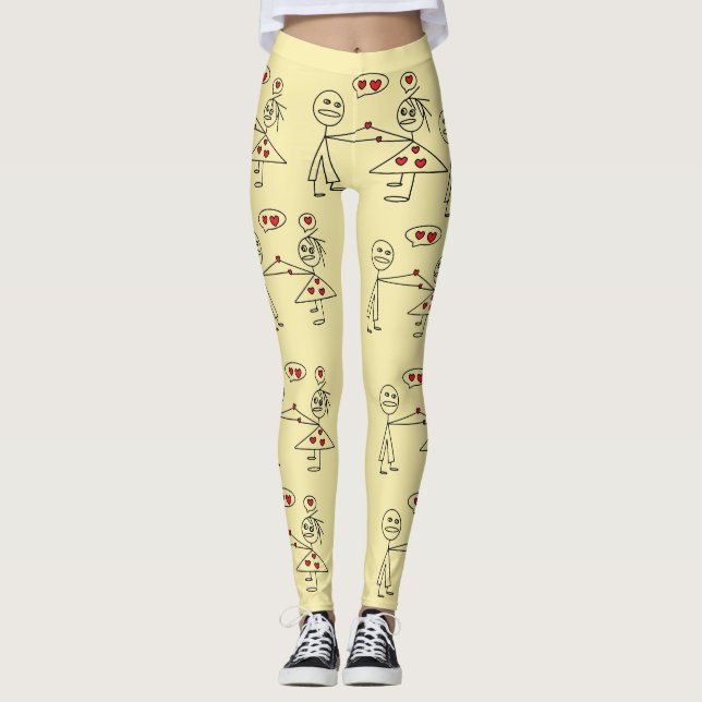 Leggings Chiffre tiré par la main couples de bâton (Devant)
