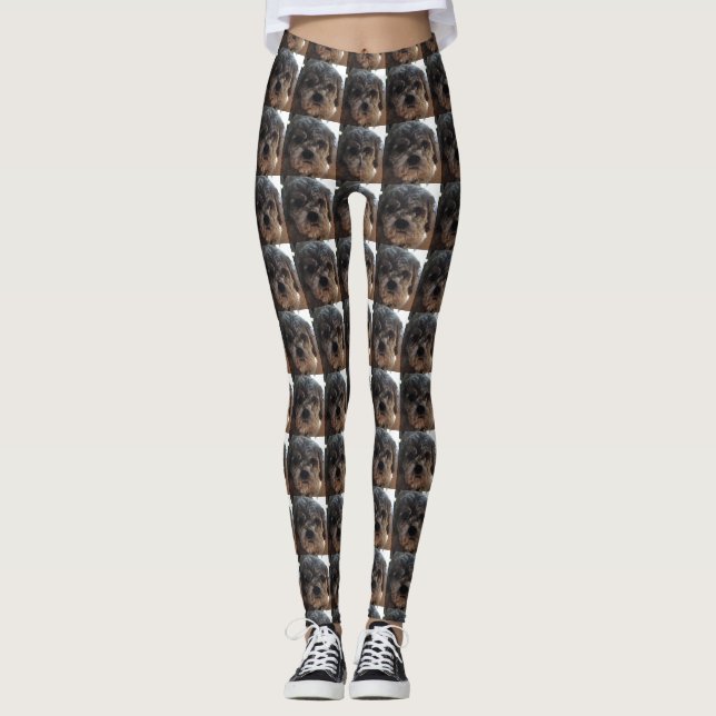 Leggings Chih Tzu Chien avec neige sur visage Photo mignonn (Devant)