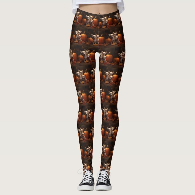 Leggings Chihuahua Chiot Automne Citrouille de plaisir (Devant)