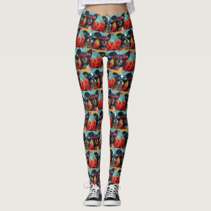 Leggings Chin japonais avec coeur Roses Saint-Valentin
