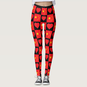 Leggings Chine Drapeau Coeur Motif mignon Patriotique Chino
