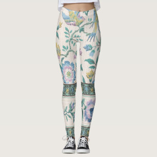Leggings Chinoiserie Vintage Oiseaux Floral Motif Pastel