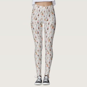 Leggings Chiots de Dachshund : Chapeaux de Père Noël, Holly