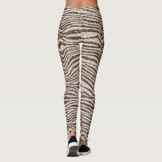 Leggings Chocolat Brown crème Blush Zebra Parties scintilla (Dos)