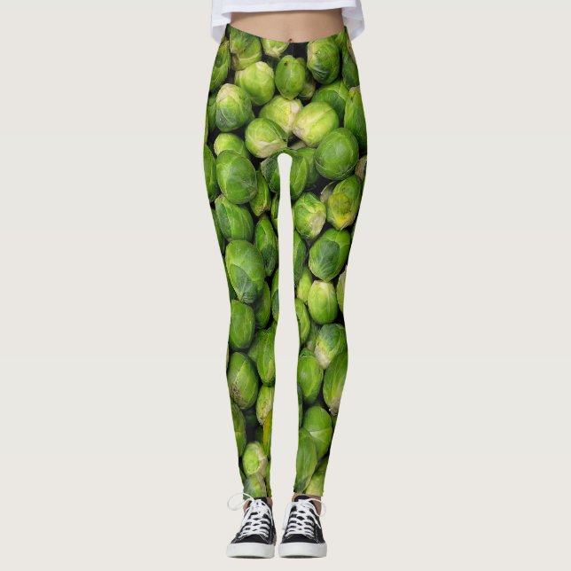 Leggings Chou de Bruxelles Vert Motif Drôle Légume (Devant)