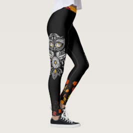 Leggings Chouette à l'automne Feuilles d'automne assez noir