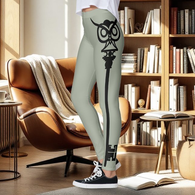 Leggings Chouette verte de la tribu noire Clé Skelton (Créateur téléchargé)