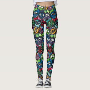 Leggings Chouettes colorées Lecture Motif mignon