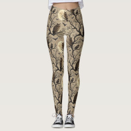 Leggings Chouettes d'Halloween vintages et lune