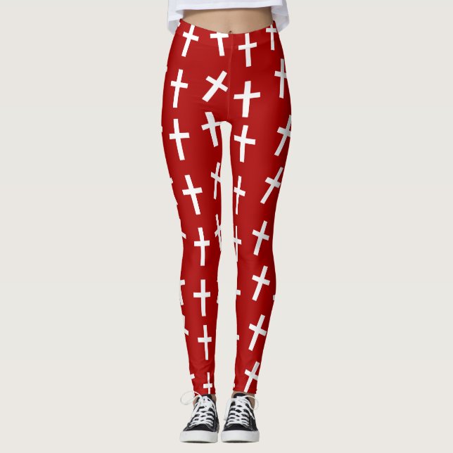 Leggings Christian Jésus traverse le motif rouge (Devant)