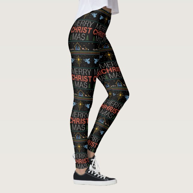 Leggings Christian Ugly Joyeux Sweat de Noël Jésus Dieu (Droite)
