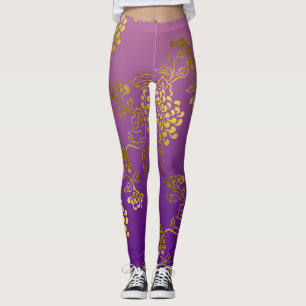 Leggings Chrysanthème rose pourpre Ombre Fade