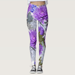 Leggings Chrysanthèmes mauves