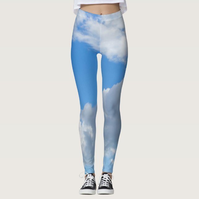 Leggings Ciel bleu et nuages (Devant)