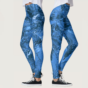 Leggings Ciel et mer bleu marbré