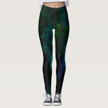 Leggings ciel étoilé bleu-vert