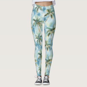 Leggings Cieux bleus île tropicale palmiers  