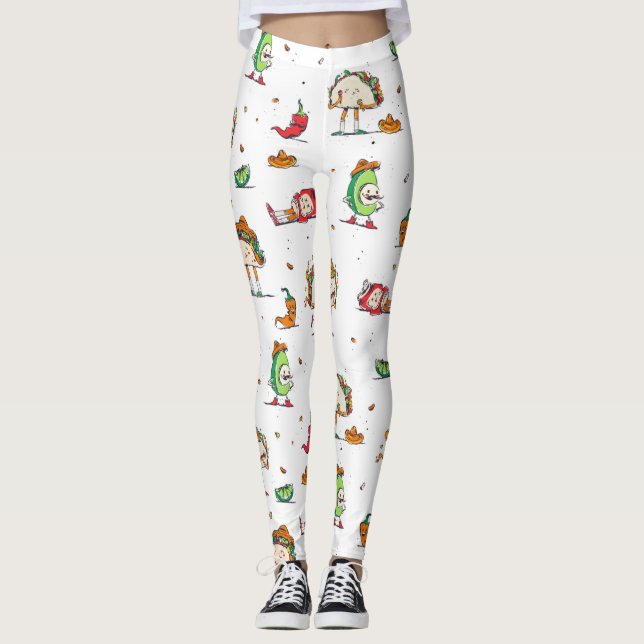 Leggings cinco de mayo tacos kawaii mexique (Devant)