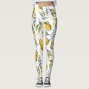 Leggings Citron, branches vertes : motif abstrait.