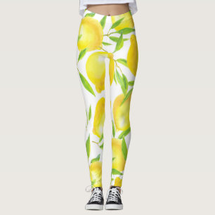 Leggings Citrons et motif feuille