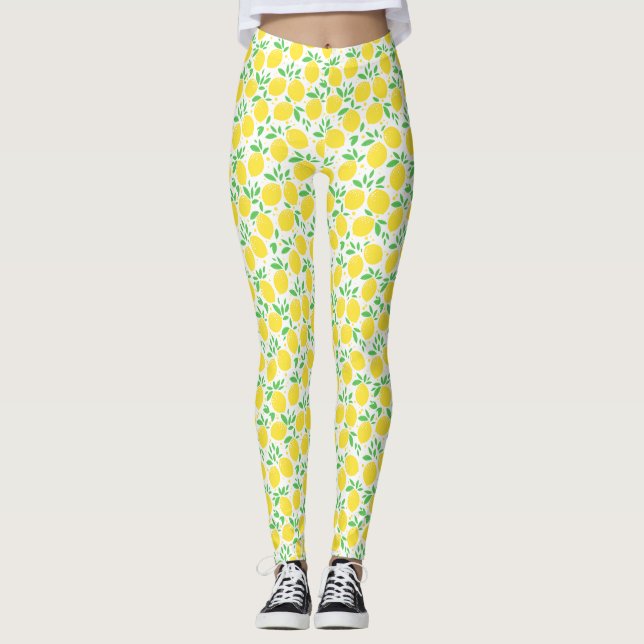 Leggings Citrons Et Motifs De Fruits Feuille (Devant)