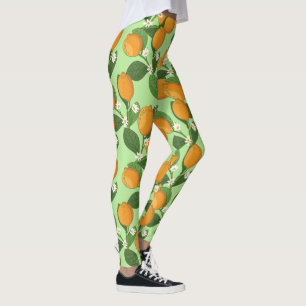 Leggings Citrons frais sur la Motif de Succursale Fruits d'