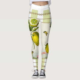 Leggings Citrons sur les rayures vert pomme
