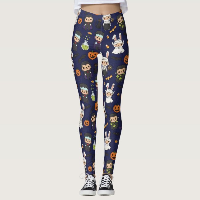 Leggings Citrouille de fantôme de Spolet Halloween Imprimer (Devant)