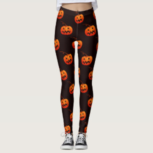Leggings Citrouille D'Halloween, Citrouille Orange Trou Ou