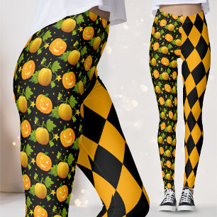 Leggings citrouille d'Halloween jack o lantern bouffon
