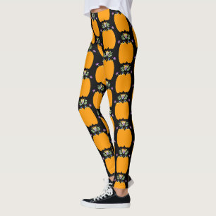 Leggings Citrouille Folk Floral Tops Halloween