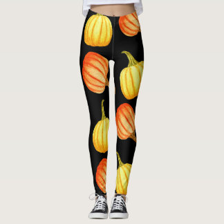 Leggings Citrouille orange : Motif d'aquarelle transparente