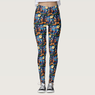 Leggings Citrouille russe Blue Cats Halloween drôle