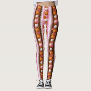 Leggings Citrouilles d'automne et dentelle fleurie Motif sa